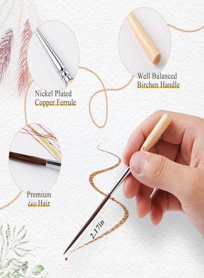 Like-It Like it Long Liner Fine Detail Paint Brush Set 3 Pcs Ultra Long Round Hair Hook Short Handle for Filling Corners, Marking, Outlining, Creating Edge Borders - Watercolor Acrylic Oil Szie 0,1,2 (Brown) - Image 3